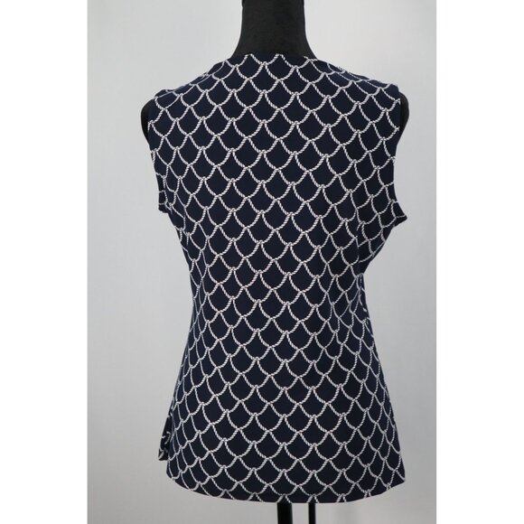 Tommy Hilfiger Women's Navy Sleeveless Top with Rope Pattern &‎ Lace-Up Neckline - Picture 4 of 9
